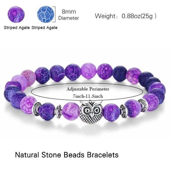 Blue Retro Owl‎ Beaded Wrist Bracelet Boho Animal Arm Accessories Ladies - Picture 3 of 7